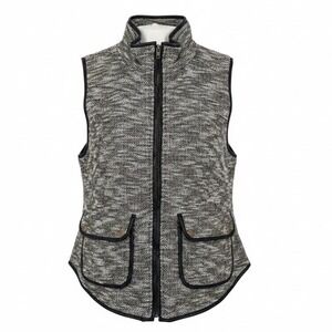 NEW Takara Women's Metallic Knit Full Zip Vest Size LARGE Ivory Black